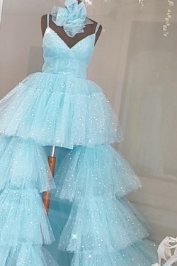High Low Sparkle Tulle Prom Dress Formal Evening Gowns 901401