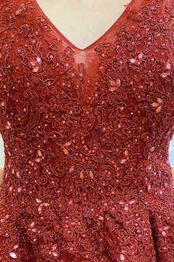 A-Line Beaded Lace and Tulle Long Prom Dress Formal Evening Gowns 901404