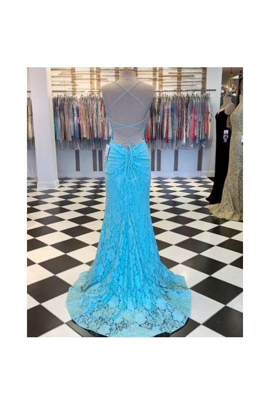 Elegant Mermaid Spaghetti Straps Lace Prom Dress Formal Evening Gowns 901405