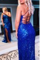 Elegant Spaghetti Straps Sequin Long Prom Dress Formal Evening Gowns 901406