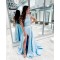 Long Blue Two Pieces Lace Prom Dress Formal Evening Gowns 901412