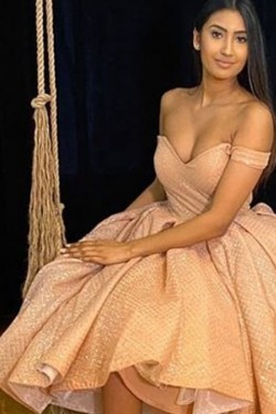 High Low Off-the-Shoulder Sparkle Prom Dress Formal Evening Gowns 901413