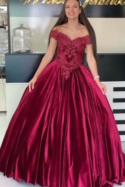 Long Lace Off the Shoulder Ball Gown Prom Dress Formal Evening Gowns 901422