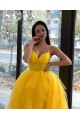 Long Yellow Spaghetti Straps Prom Dress Formal Evening Gowns 901424