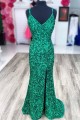 Elegant Long Green Sequin Prom Dress Formal Evening Gowns 901425