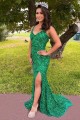 Elegant Long Green Sequin Prom Dress Formal Evening Gowns 901425