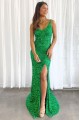Elegant Long Green Sequin Prom Dress Formal Evening Gowns 901425