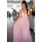 Long Pink Chiffon and Lace Prom Dress Formal Evening Gowns 901439