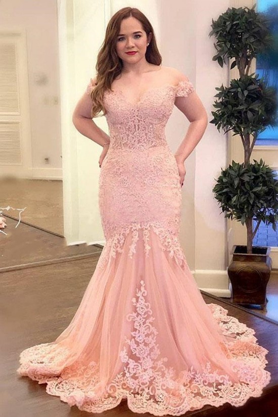 Long Pink Mermaid Lace Prom Dress Formal Evening Gowns 901445 Long Pink Mermaid Lace Prom Dress Formal Evening Gowns 901445