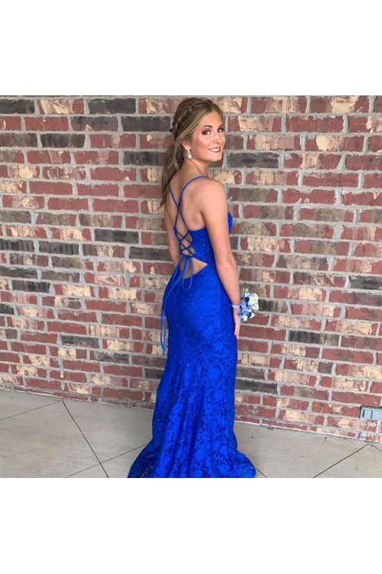 Long Royal Blue Mermaid Spaghetti Straps Lace Prom Dress Formal Evening Gowns 901453 Long Royal Blue Mermaid Spaghetti Straps Lace Prom Dress Formal Evening Gowns 901453