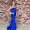 Long Royal Blue Mermaid Spaghetti Straps Lace Prom Dress Formal Evening Gowns 901453