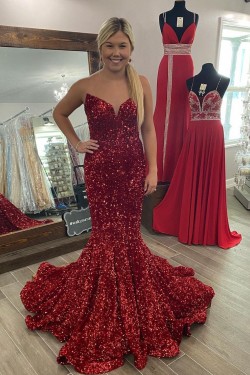 Mermaid Sequin Long Prom Dress Formal Evening Gowns 901454