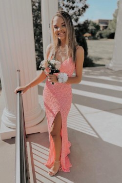 Long Sequin Spaghetti Straps Prom Dress Formal Evening Gowns 901464