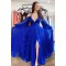 Long Chiffon Royal Blue Long Sleeves Prom Dress Formal Evening Gowns 901466