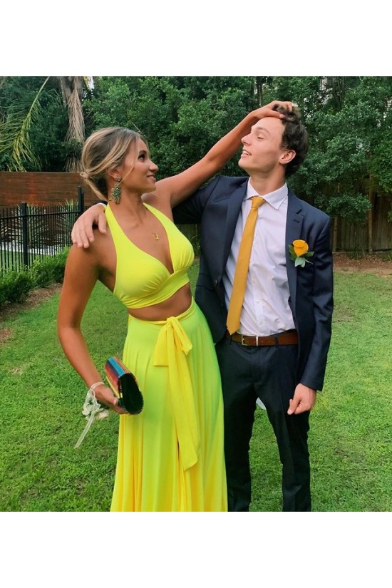 Long Yellow Two Pieces Prom Dress Formal Evening Gowns 901467 Long Yellow Two Pieces Prom Dress Formal Evening Gowns 901467