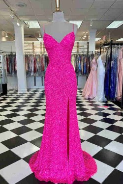 Long Sequin Spaghetti Straps Prom Dress Formal Evening Gowns 901470