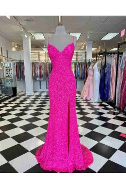 Long Sequin Spaghetti Straps Prom Dress Formal Evening Gowns 901470