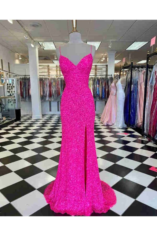 Long Sequin Spaghetti Straps Prom Dress Formal Evening Gowns 901470 Long Sequin Spaghetti Straps Prom Dress Formal Evening Gowns 901470
