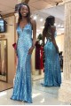 Long Blue Sequin Prom Dress Formal Evening Gowns 901475
