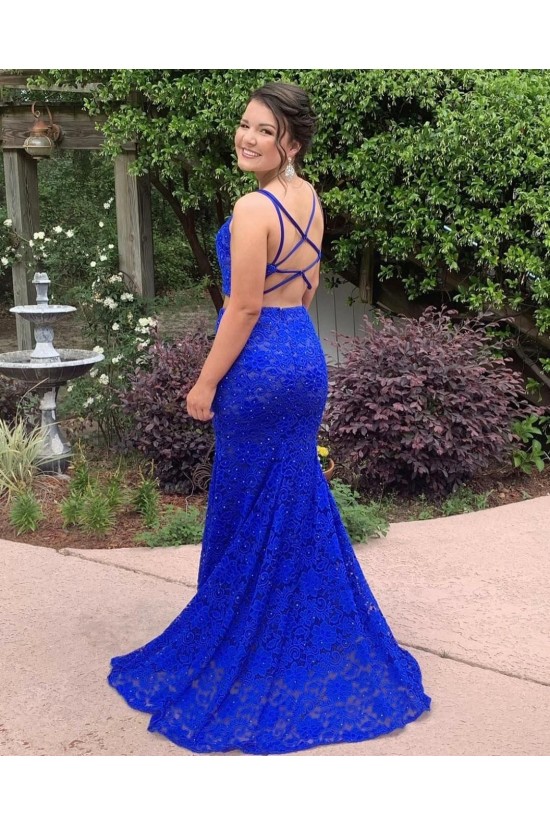 Long Royal Blue Lace Prom Dress Formal Evening Gowns 901478 Long Royal Blue Lace Prom Dress Formal Evening Gowns 901478