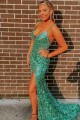 Long Green Sequin Spaghetti Straps Prom Dress Formal Evening Gowns 901479