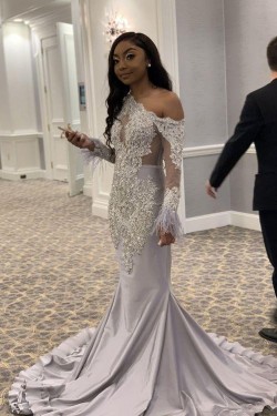 Long Mermaid Beaded Lace Prom Dress Formal Evening Gowns 901481