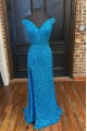 Long Royal Blue Off the Shoulder Sequin Prom Dress Formal Evening Gowns 901485