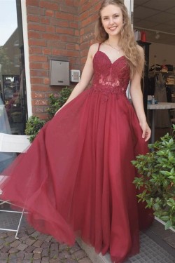 A-Line Lace Long Prom Dress Formal Evening Gowns 901495
