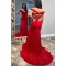 Long Red Lace Off the Shoulder Prom Dress Formal Evening Gowns 901497