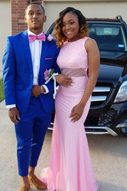 Long Pink Beaded Prom Dress Formal Evening Gowns 901506