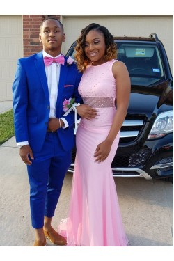 Long Pink Beaded Prom Dress Formal Evening Gowns 901506