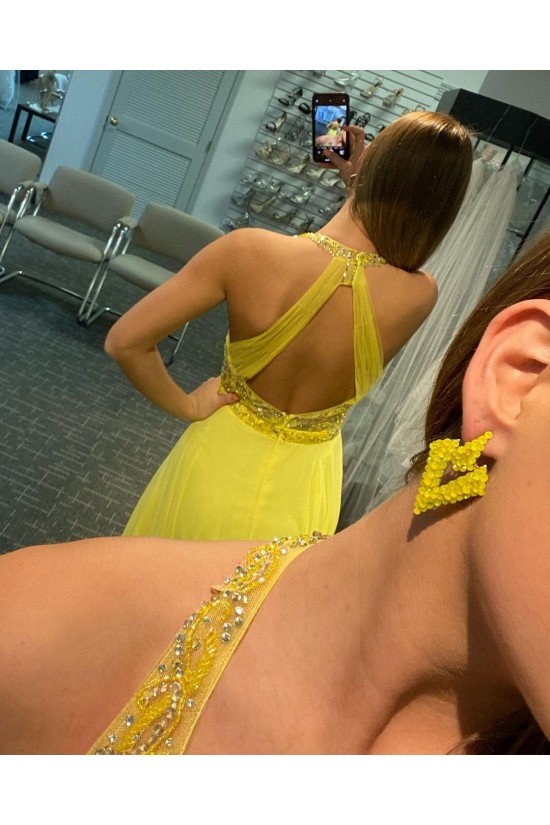 Long Yellow Chiffon Beaded Prom Dress Formal Evening Gowns 901520 Long Yellow Chiffon Beaded Prom Dress Formal Evening Gowns 901520