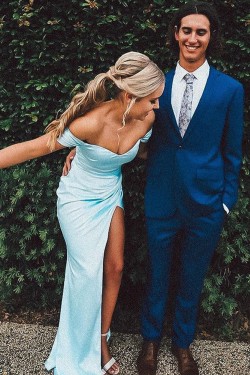Long Blue Sheath Prom Dress Formal Evening Gowns 901524