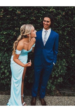Long Blue Sheath Prom Dress Formal Evening Gowns 901524