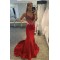 Long Red Mermaid Beaded Prom Dress Formal Evening Gowns 901526