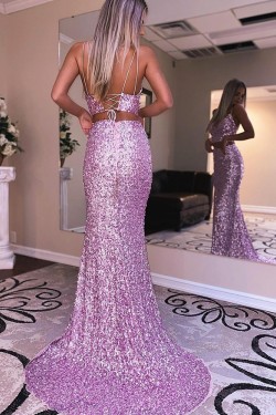 Affordable Mermaid Sequin Two Pieces Prom Dress Formal Evening Gowns 901527