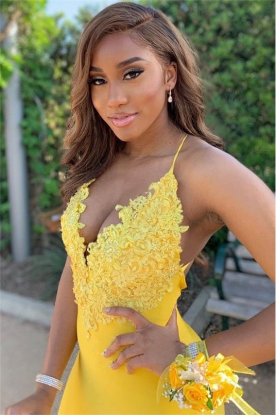 Long Yellow Mermaid Lace Prom Dress Formal Evening Gowns 901528 Long Yellow Mermaid Lace Prom Dress Formal Evening Gowns 901528