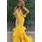 Long Yellow Mermaid Lace Prom Dress Formal Evening Gowns 901528