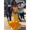 Long Yellow Mermaid Beaded Lace Prom Dress Formal Evening Gowns 901529