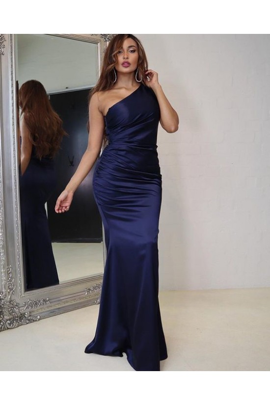 Long Navy Blue One Shoulder Prom Dresses Formal Evening Gowns 901541 Long Navy Blue One Shoulder Prom Dresses Formal Evening Gowns 901541