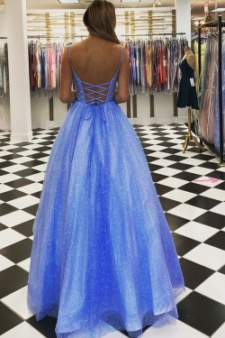 Long Blue Sparkle Prom Dresses Formal Evening Gowns 901544
