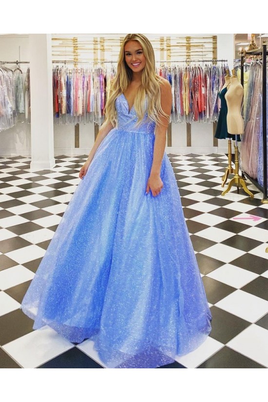 Long Blue Sparkle Prom Dresses Formal Evening Gowns 901544 Long Blue Sparkle Prom Dresses Formal Evening Gowns 901544