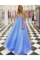 Long Blue Sparkle Prom Dresses Formal Evening Gowns 901544