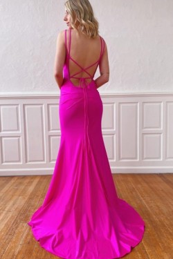 Mermaid Spaghetti Straps Long Prom Dresses Formal Evening Gowns 901550
