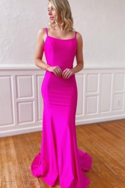 Mermaid Spaghetti Straps Long Prom Dresses Formal Evening Gowns 901550
