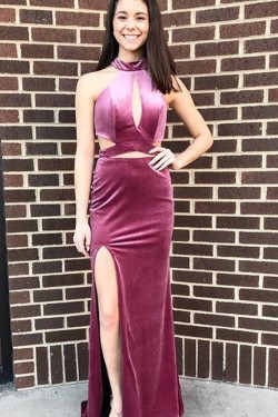 Elegant High Neck Long Prom Dresses Formal Evening Gowns 901551