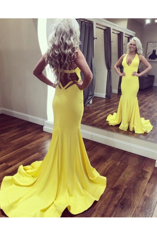 Long Yellow V Neck Prom Dresses Formal Evening Gowns 901552 Long Yellow V Neck Prom Dresses Formal Evening Gowns 901552