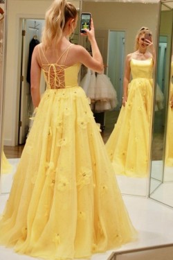 Long Yellow Prom Dresses Formal Evening Gowns 901553