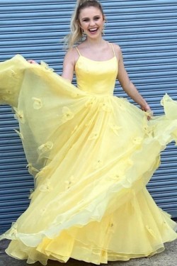 Long Yellow Prom Dresses Formal Evening Gowns 901553