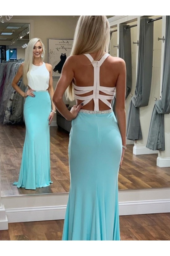 Long Blue White Mermaid Prom Dresses Formal Evening Gowns 901554 Long Blue White Mermaid Prom Dresses Formal Evening Gowns 901554